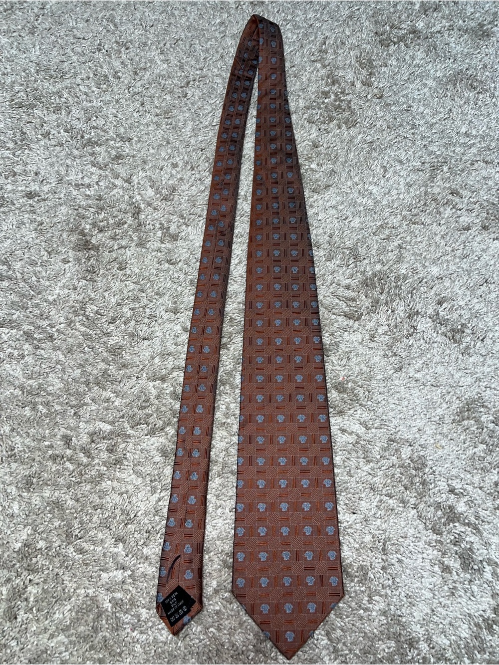 Vintage Versace Brown Patterned Silk Tie